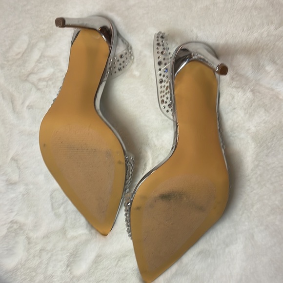 Pointed Silver Rhinestone Vinyl pump - Picture 4 of 7